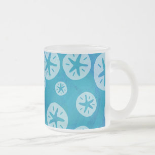 Sand Dollar Weiß und Blau Muster Mattglastasse