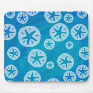 Sand Dollar Weiß und Blau Muster Mousepad