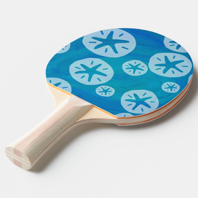 Sand Dollar Weiß und Blau Muster Tischtennis Schläger (Rückseitenansicht)