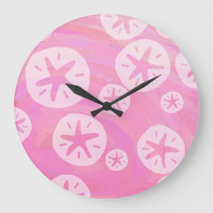 Sand Dollar weiß und rosa Große Wanduhr