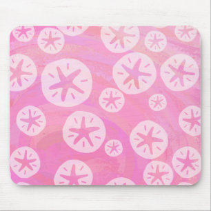 Sand Dollar weiß und rosa Mousepad