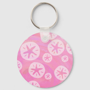 Sand Dollar weiß und rosa Schlüsselanhänger