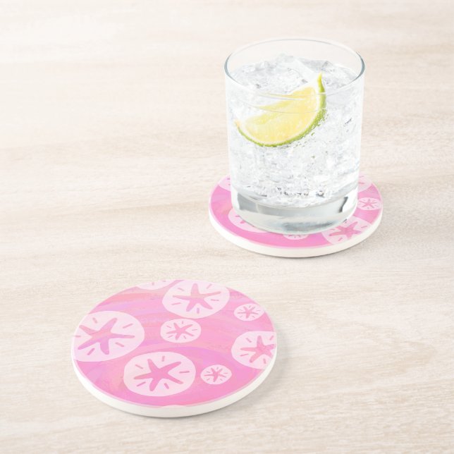 Sand Dollar weiß und rosa Untersetzer (Seite)
