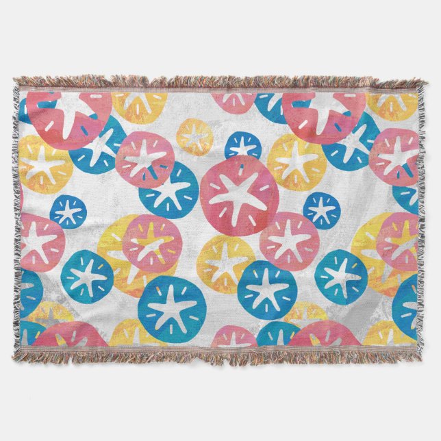Sand Dollar Yellow Blue Pattern Decke (Vorderseite)