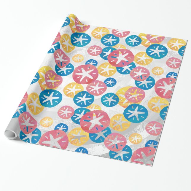 Sand Dollar Yellow Blue Pattern Geschenkpapier (Ungerollt)