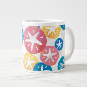 Sand Dollar Yellow Blue Pattern Jumbo-Tasse