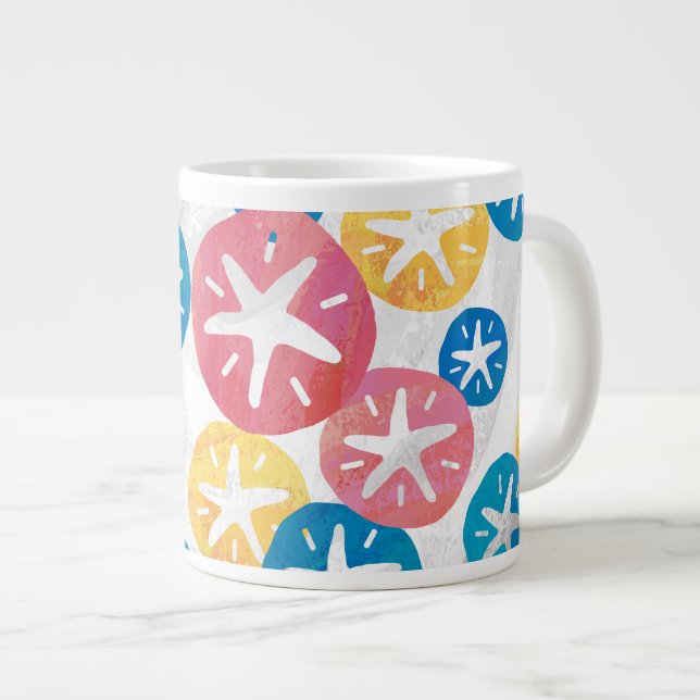 Sand Dollar Yellow Blue Pattern Jumbo-Tasse (Vorderseite Rechts)