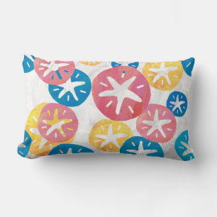 Sand Dollar Yellow Blue Pattern Lendenkissen