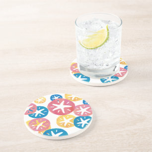 Sand Dollar Yellow Blue Pattern Sandstein Untersetzer