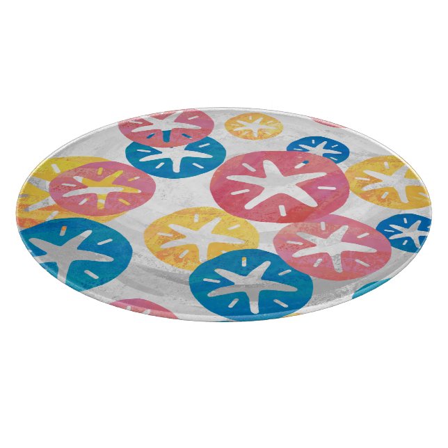 Sand Dollar Yellow Blue Pattern Schneidebrett (Ecke)