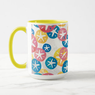 Sand Dollar Yellow Blue Pattern Tasse