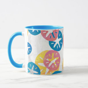 Sand Dollar Yellow Blue Pattern Tasse