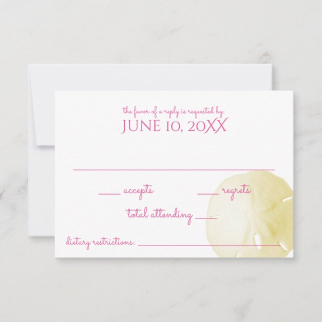 Sand Dollar Yellow Wedding RSVP Karte (Vorderseite)