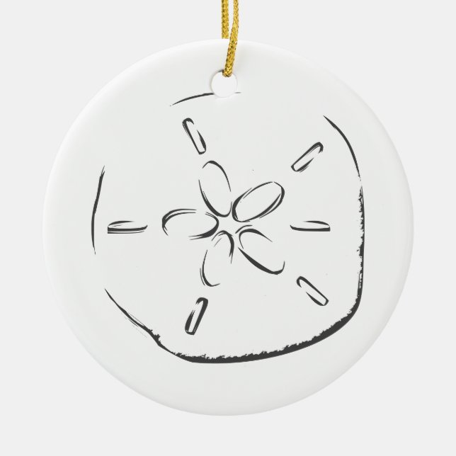 Sand Dollar Zeichnend Keramik Ornament (Vorne)