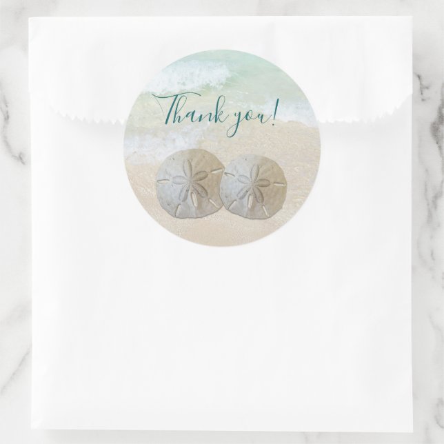Sand Dollars Beach Wedding Vielen Dank Runder Aufkleber (Tasche)