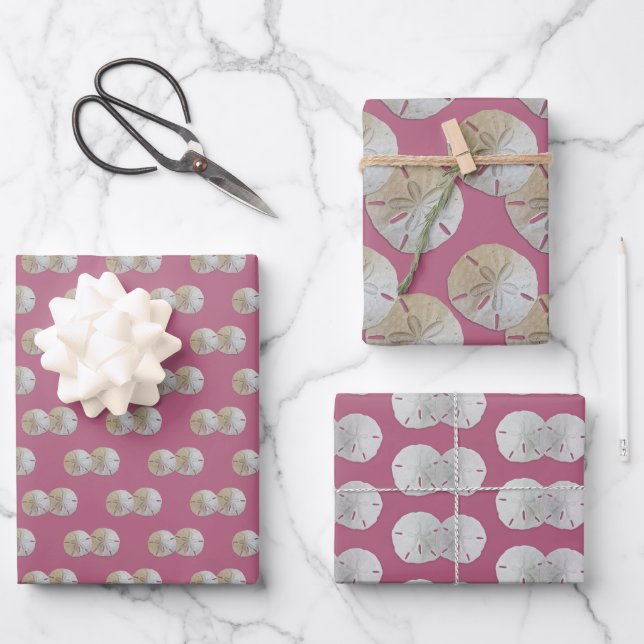 Sand Dollars Mauve Pink Gemustert Geschenkpapier Set (Vorderseite)