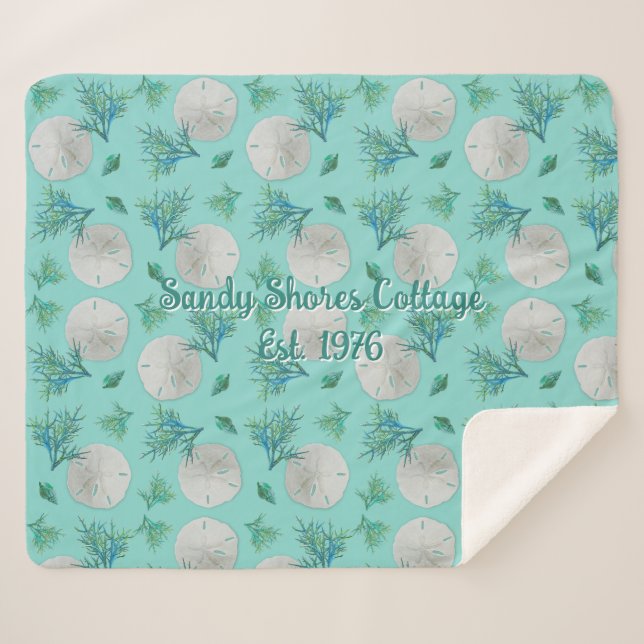 Sand Dollars Pattern Turquoise Coastal Home Sherpadecke (Vorderseite (Horizontal))