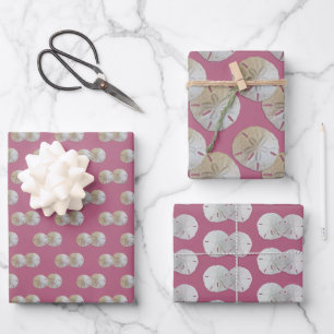 Sand Dollars Rosa-Mauve Gemustert Geschenkpapier Set