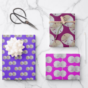 Sand Dollars Violett Rosa Gemustert Geschenkpapier Set