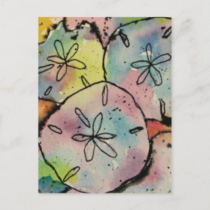 Sand Dollars Wasserfarben und Tinte Art Postkarte