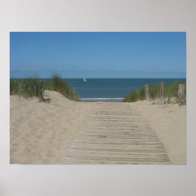 Sand Dunes Beach Wave Boat Foto Poster Printwerbun (Vorne)