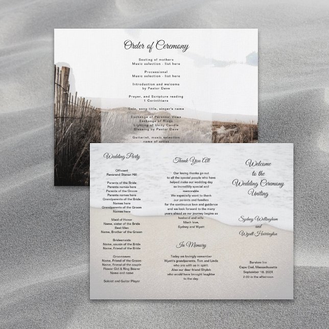 Sand Dunes Coastal Hochzeitsprogramm (Von Creator hochgeladen)