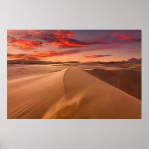 Sand Dunes in the Desert at Sunset Poster