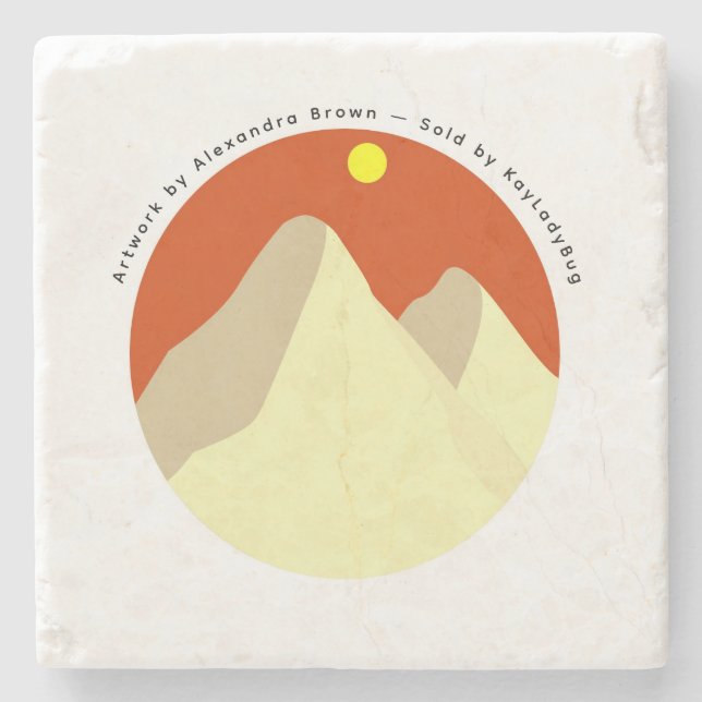 Sand Dunes Sunset Stone Coaster – Orange Sky Home  Steinuntersetzer (Vorderseite)