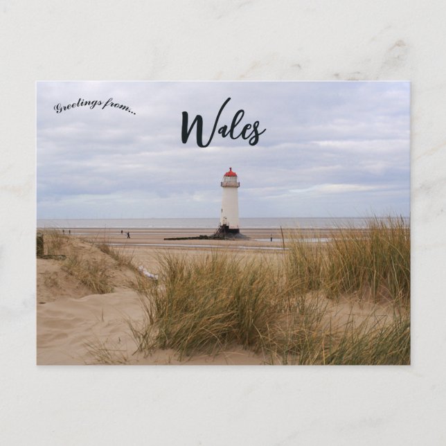 Sand Dunes und Talacre Lighthouse Wales Postkarte (Vorderseite)