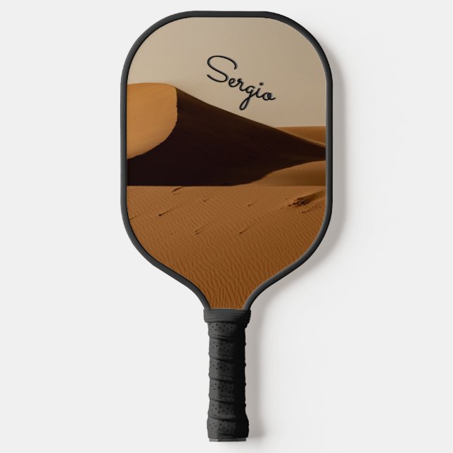 Sand Dunes Wüste Landschaft Personalisiertes Skrip Pickleball Schläger (Vorderseite)