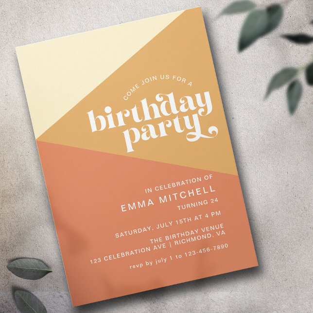 Sand Earth Tones | Moderner Retro-Stil Geburtstag Einladung (Von Creator hochgeladen)