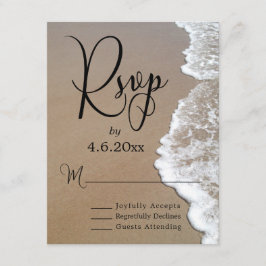 Sand & Foam Beach Foto & Typografy Wedding RSVP Karte