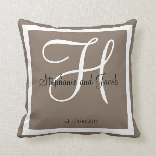 Sand grau taupe Custom Wedding Keepake Kopfkissen Kissen
