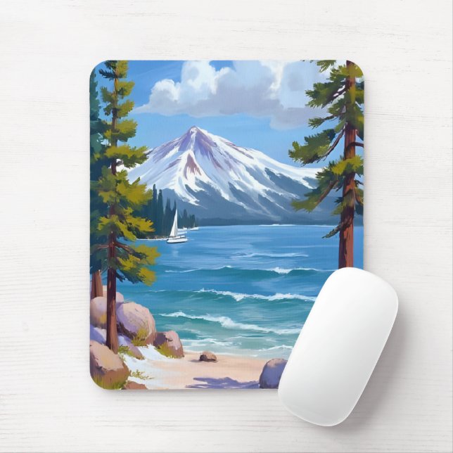 Sand Harbor Beach Lake Tahoe Malerei Mousepad (Mit Mouse)