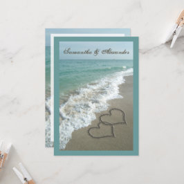 Sand Hearts~ Beach Hochzeit in Urlaubsort Einladun Einladung