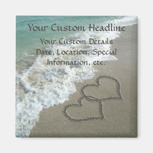 Sand Hearts on Beach, Romantik Save the Date Magnet