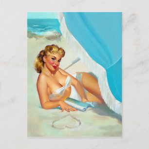 Sand Herz Pin Up Postkarte