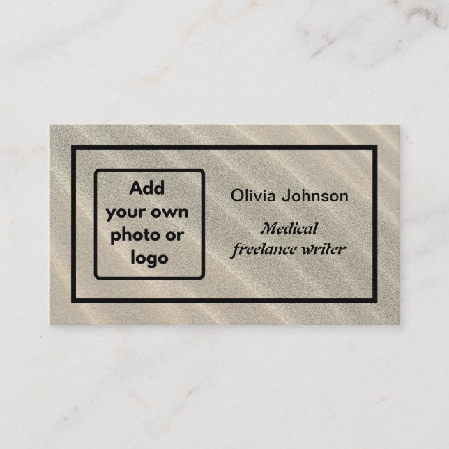 Sand hinzufügen Foto Logo minimalistisch Freiberuf Visitenkarte (Vorderseite)