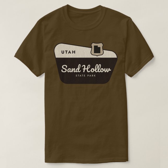Sand Hollow Staat Park Utah Begrüßungszeichen T-Shirt (Design vorne)