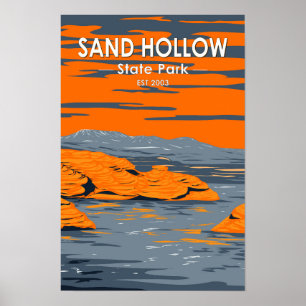 Sand Hollow State Park Utah Vintage  Poster