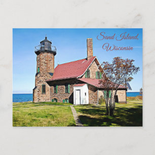 Sand Island, Wisconsin Light House Foto Postcard Postkarte