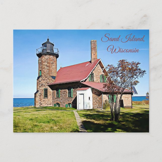 Sand Island, Wisconsin Light House Foto Postcard Postkarte (Vorderseite)