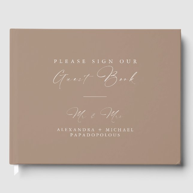 Sand & Ivory Elegante Minimal Wedding Gästebuch (Vorderseite)