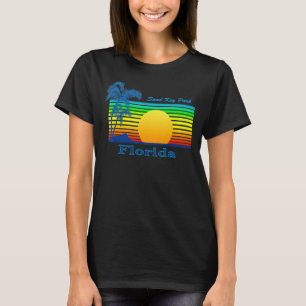 Sand Key Park Florida Retro Tropical Beach Sunset T-Shirt
