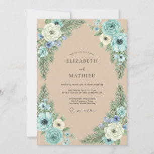 Sand Kornblumen Laub Eukalyptus Hochzeit Einladung