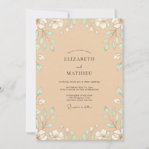 Sand-Minz-Blatt-Hochzeit Einladung