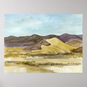 Sand Mountain Wüste Landschaft Wasserfarbe Poster