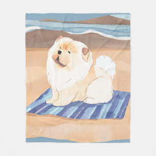SAND N' SEA Creme Chow Chow Hundeleine Stranddecke Fleecedecke