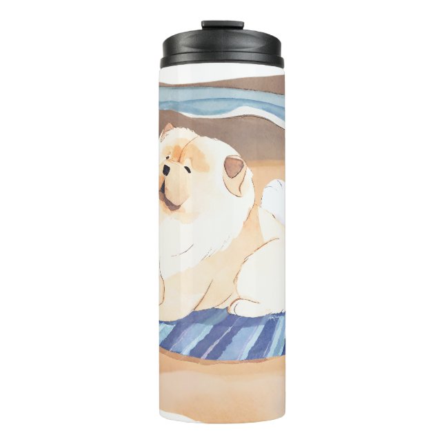 SAND N' SEE Creme Chow Hund thermische Trommel Thermosbecher (Vorderseite)