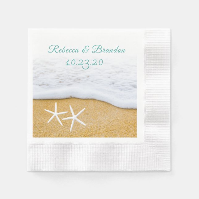 Sand n Surf Starfish Polterabend Custom Napkins Serviette (Vorderseite)